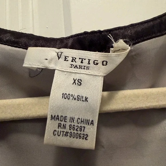 Vertigo Paris Navy and Grey 100% Silk Dress - Picture 2 of 3